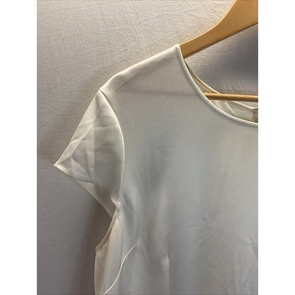 St. John Ivory Cap sleeve satin blouse top Formal Party‎ Layering size XL - Picture 2 of 14